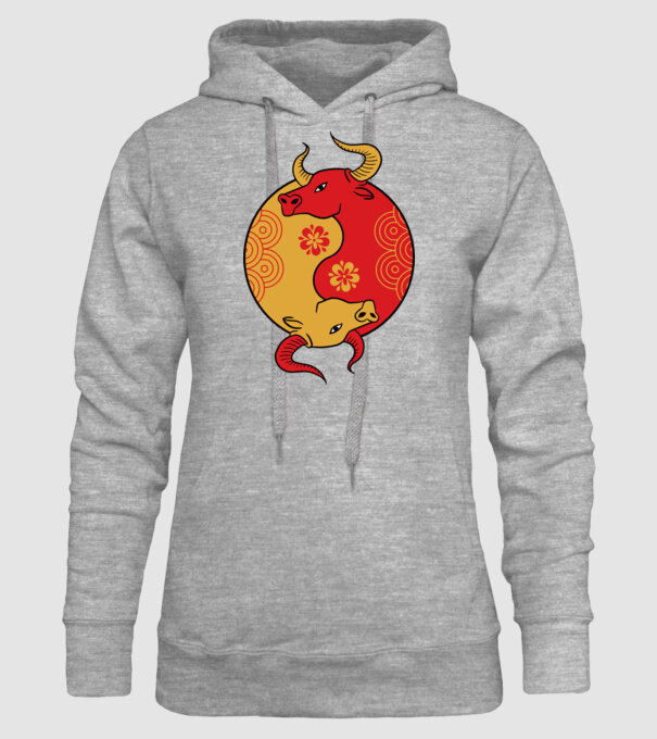 Bivol Yin Yang model gri pe tricou