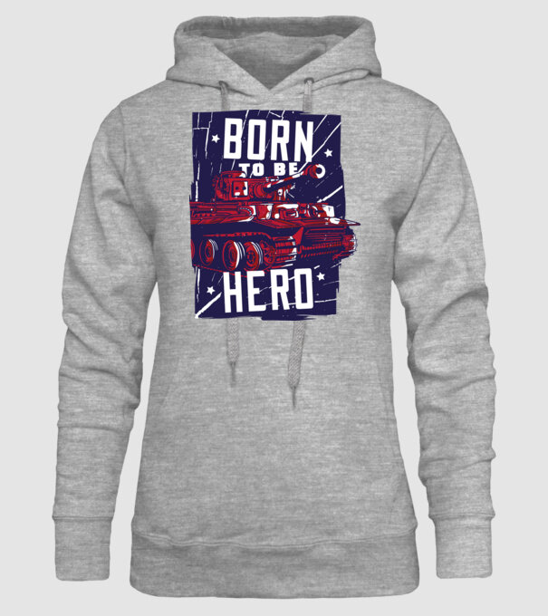 Born To be A Hero cu tanc model gri pe tricou