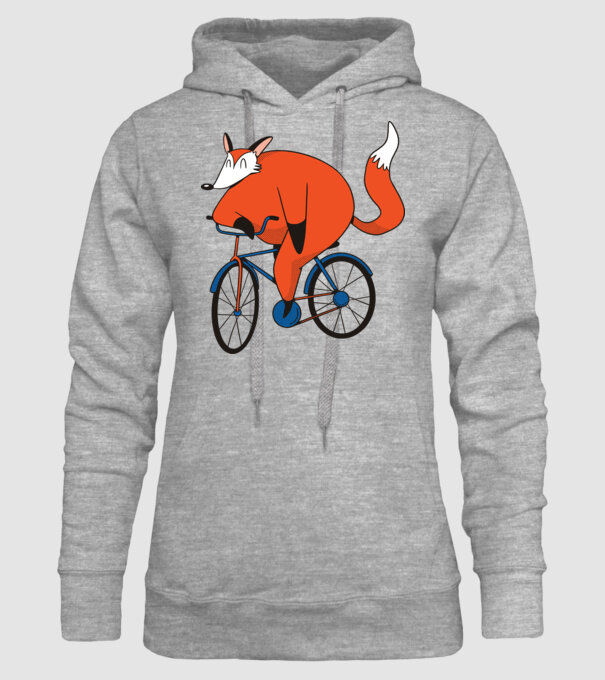 Vulpe cu bicicletă model gri pe tricou