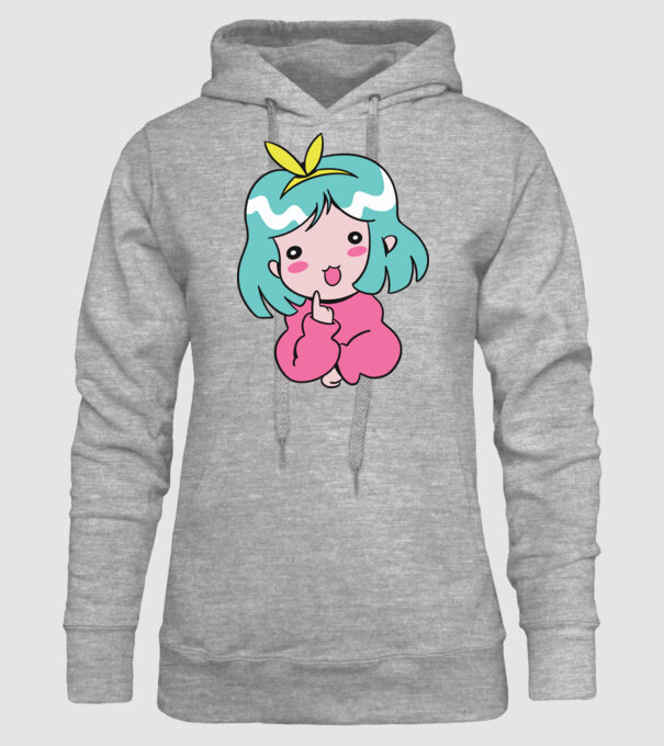 Fetiță drăguță Anime model gri pe tricou