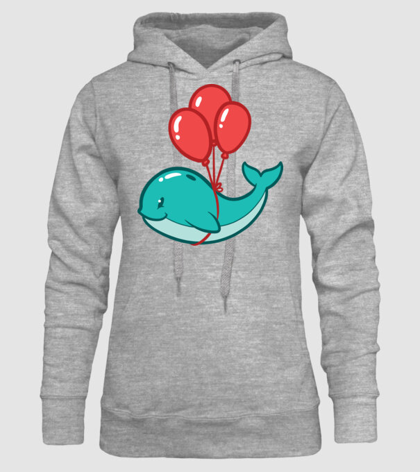 Balenă Drăguță cu Balon model gri pe tricou