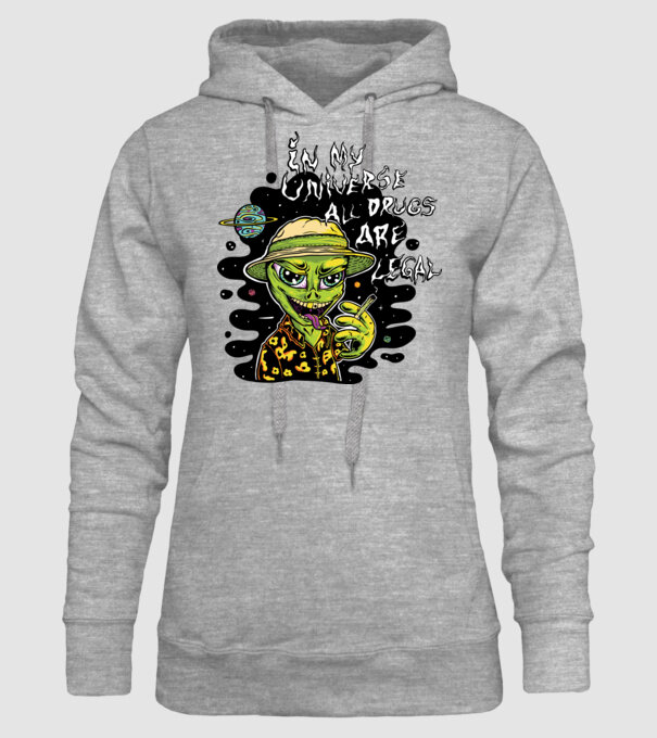 Alien drogat model gri pe tricou