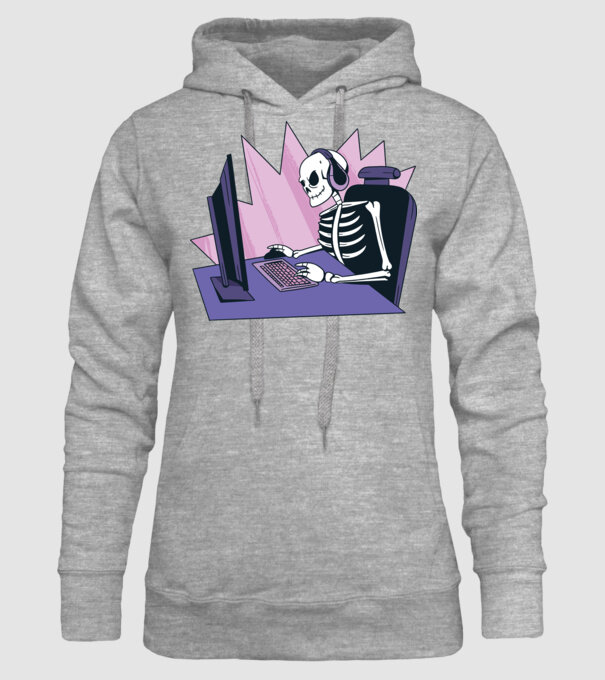 Schelet Gamer model gri pe tricou