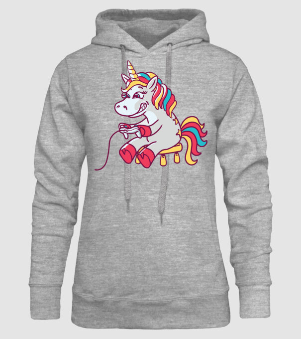 Gamer Unicorn model gri pe tricou