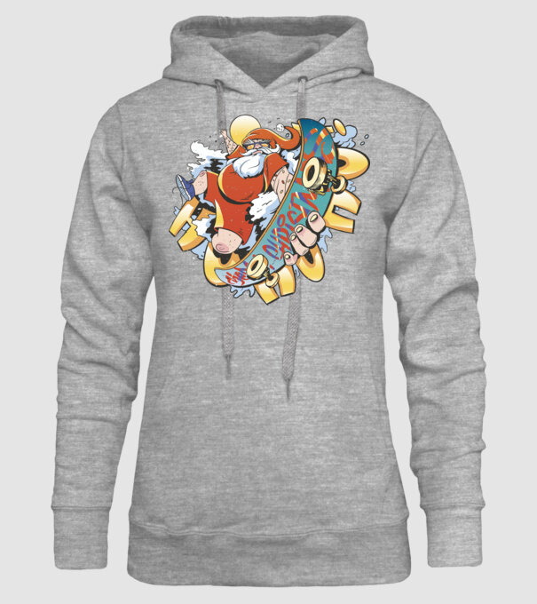 Moș Crăciun Skateboarder model gri pe tricou