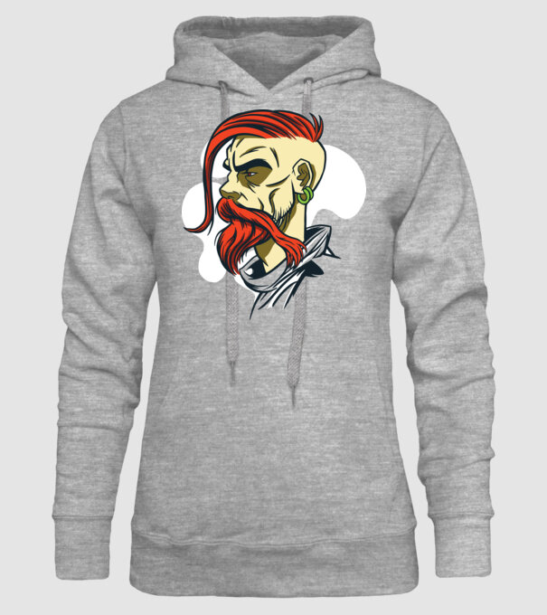 Barbă Hipster model gri pe tricou