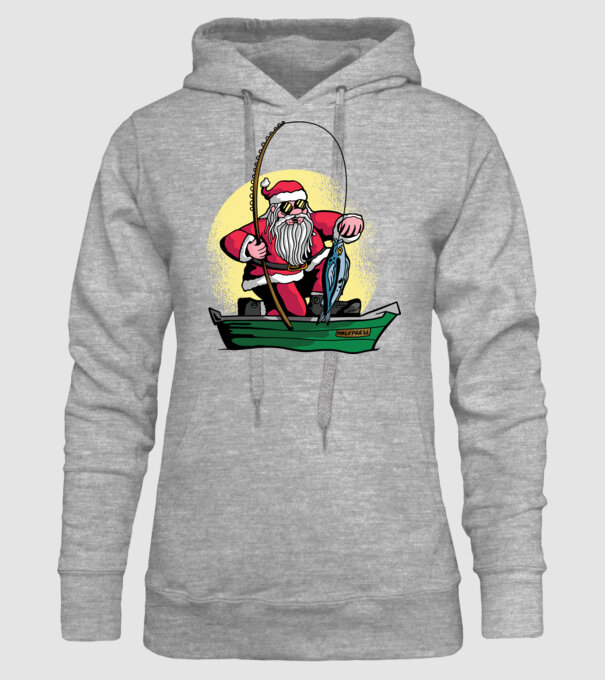 Moș Crăciun pescar model gri pe tricou