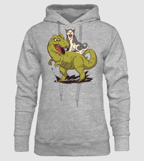 Dinozaur Husky model gri pe tricou