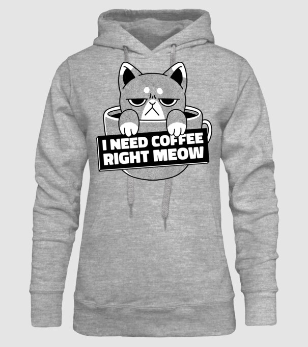 I need Coffee Right Meow model gri pe tricou