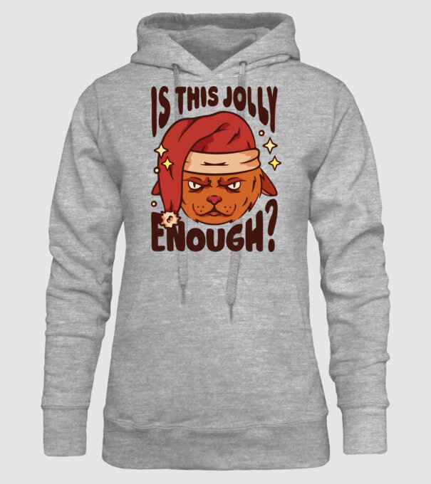 Is this Jolly enough tricou de Crăciun model gri pe tricou