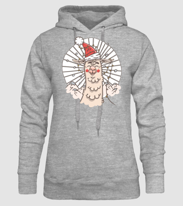 Llama de Crăciun model gri pe tricou