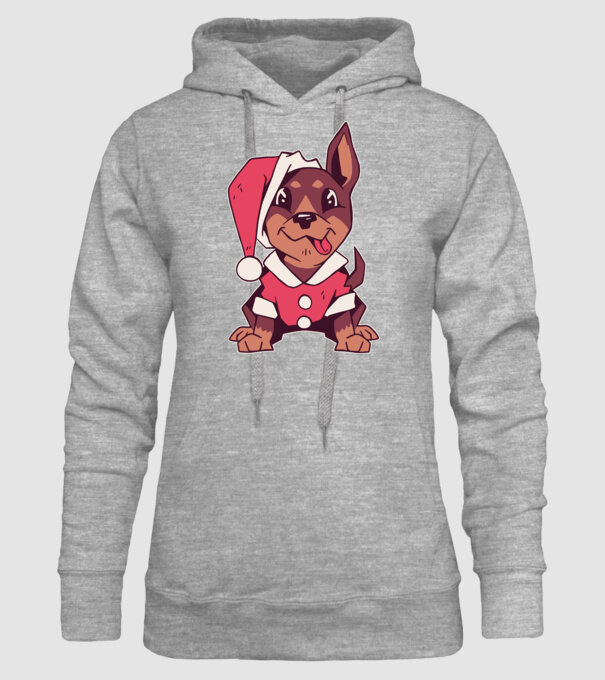 Teckel de Crăciun model gri pe tricou