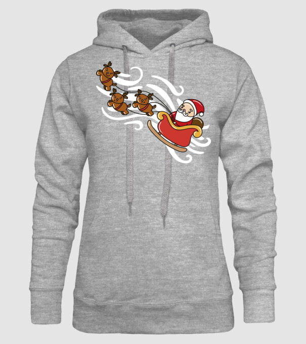 Kawaii sanie Moș Crăciun model gri pe tricou