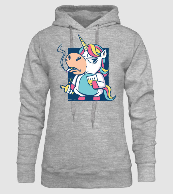 Unicorn rebel model gri pe tricou