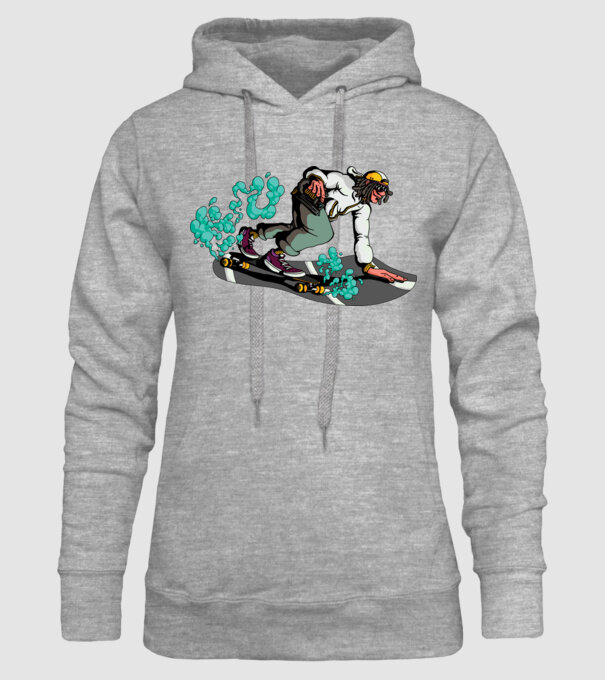 Longboard model gri pe tricou