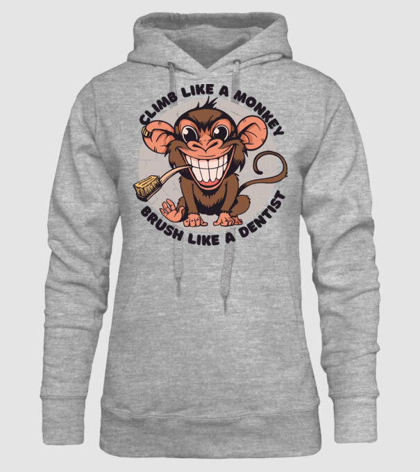 Periuță de dinți maimuță model gri pe tricou
