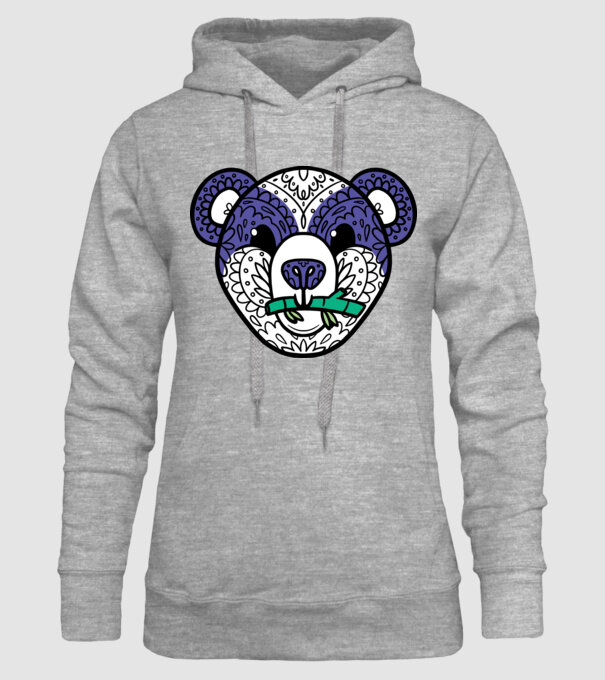 Mandala Panda model gri pe tricou