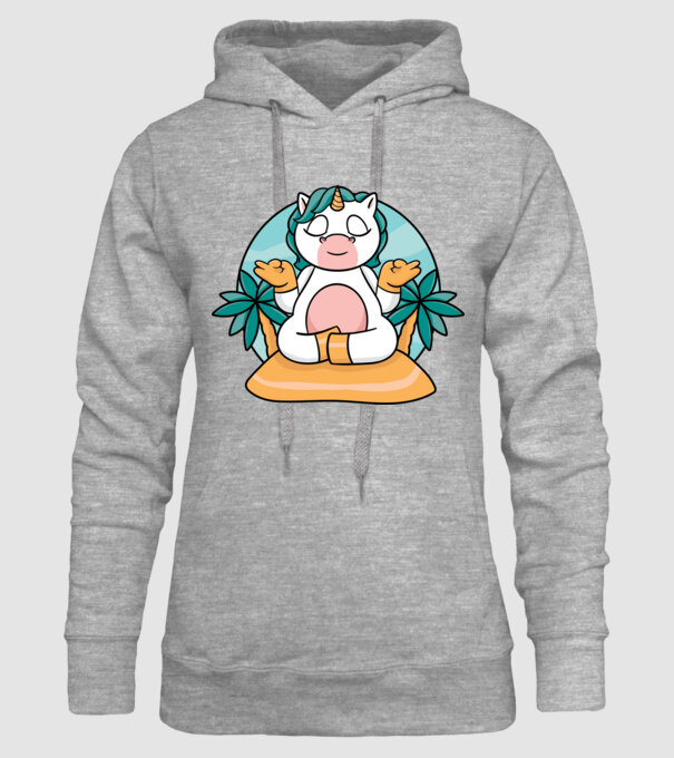 Unicornul meditator model gri pe tricou