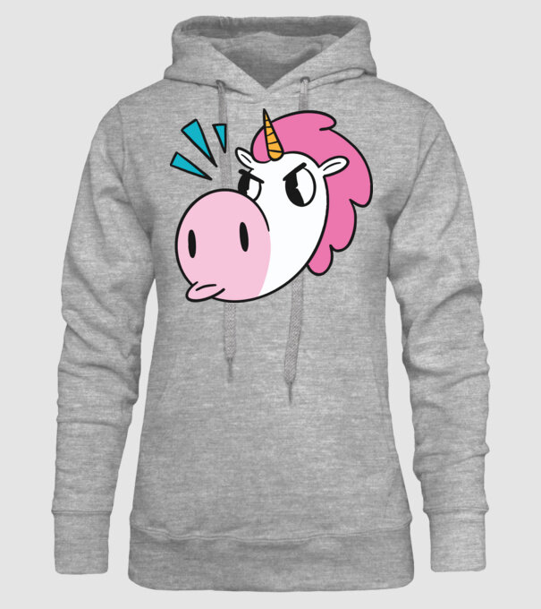 Unicorn supărat model gri pe tricou