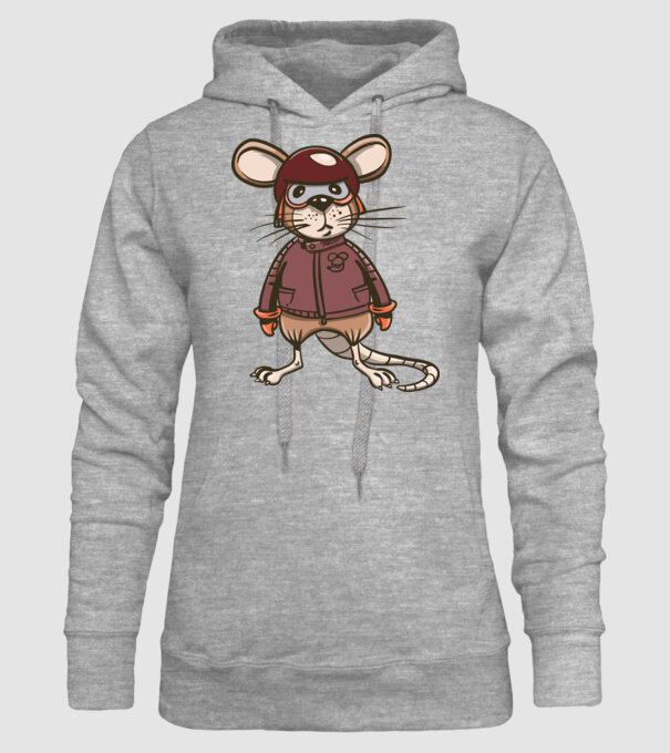 Șobolan motociclist model gri pe tricou