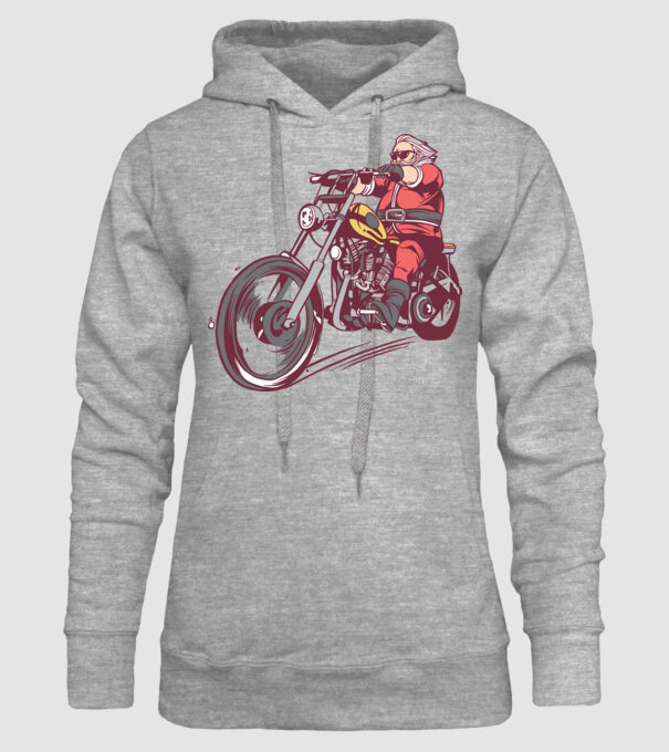 Moș Crăciun motociclist model gri pe tricou