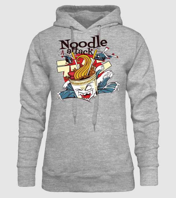Noodle Attack model gri pe tricou