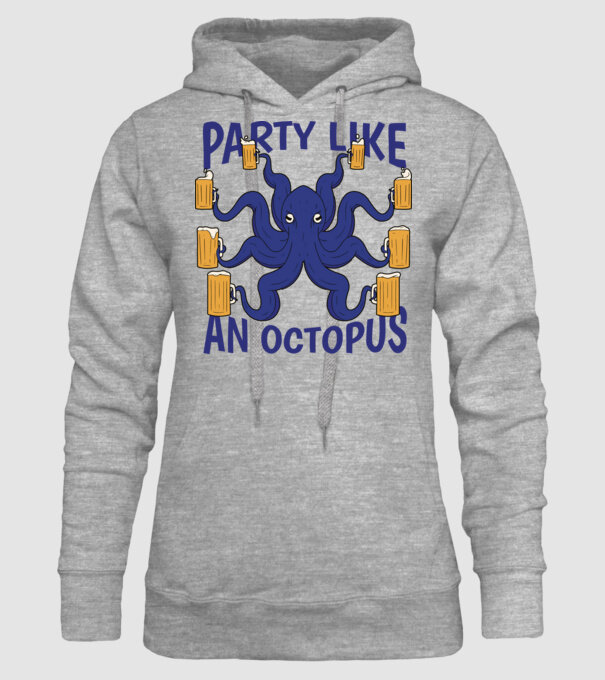 Party Like An Octopus model gri pe tricou