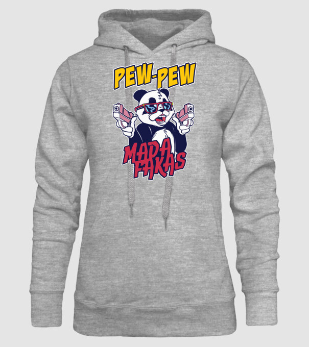 Pew Pew Pew Madafakas Panda model gri pe tricou