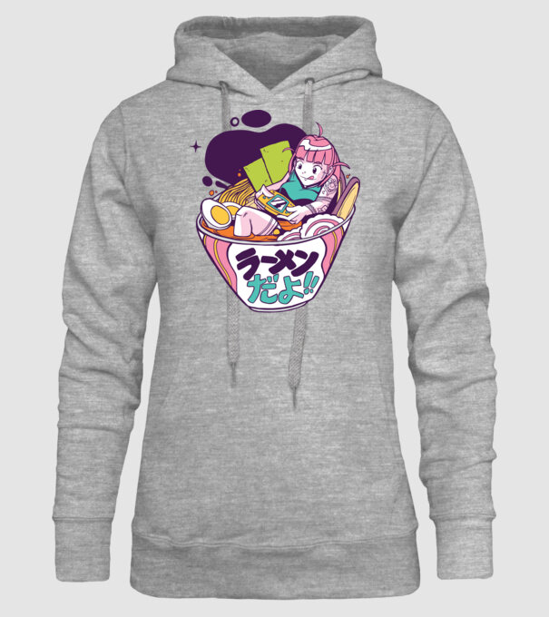 Ramen Anime Gamer fată model gri pe tricou