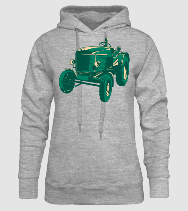 Tractor vechi model gri pe tricou