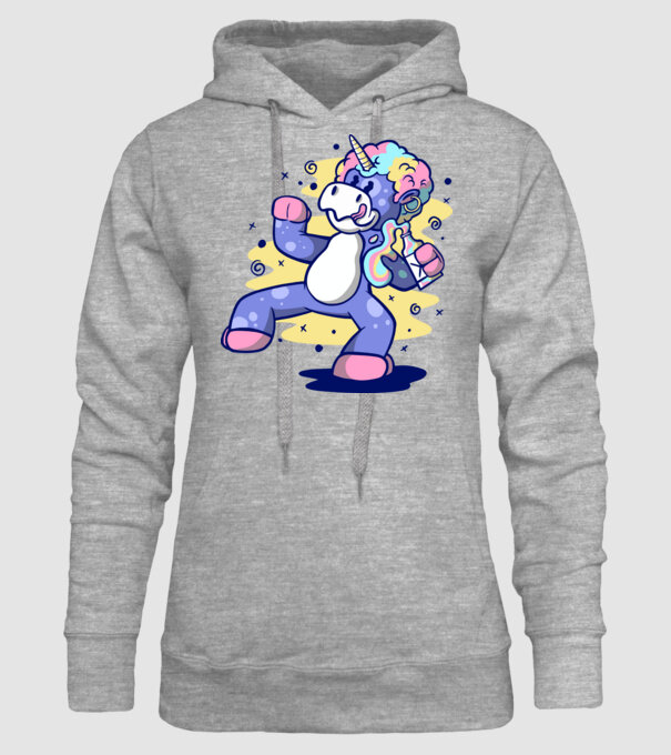 Unicorn beat model gri pe tricou