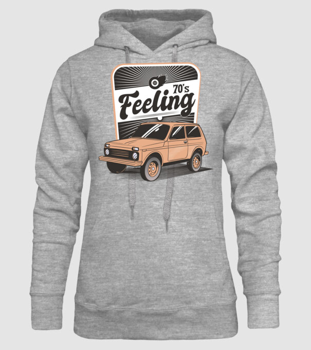 Mașină Retro anii 70 Lada Niva model gri pe tricou