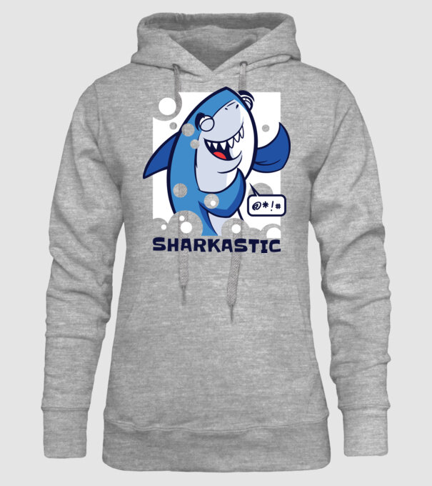 Sharkastic - Rechinul sarcastic model gri pe tricou