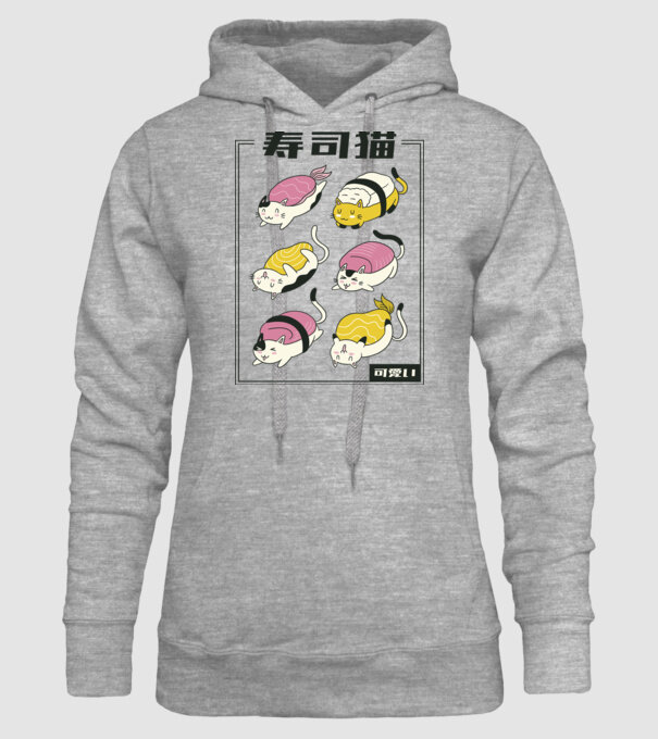 Pisicuțe Sushi model gri pe tricou