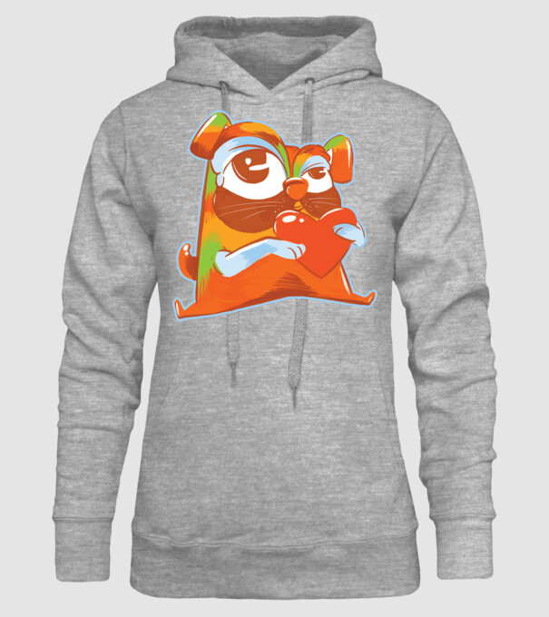 Mops colorat model gri pe tricou