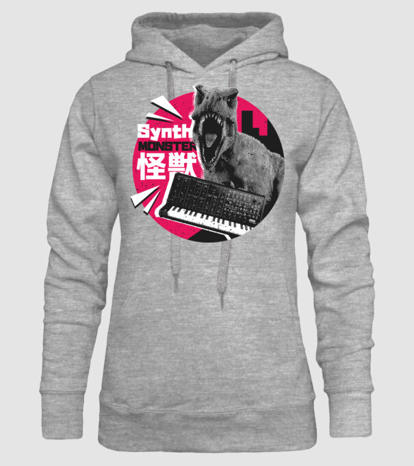 Dinozaur sintetizator model gri pe tricou