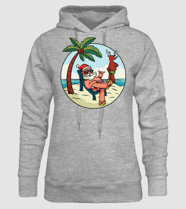 Moș Crăciun în vacanță de vară model gri pe tricou