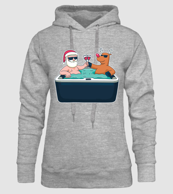Moș Crăciun Ren în Jakuzi Relaxare de Crăciun model gri pe tricou