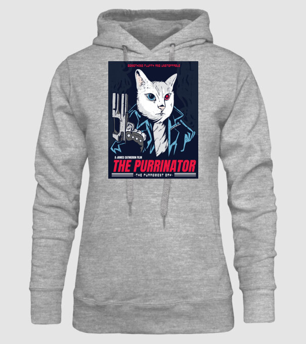 The Purrinator Pisică model gri pe tricou