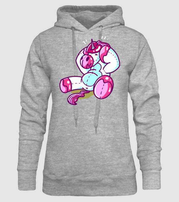 Unicorn cu inimă încornorată model gri pe tricou