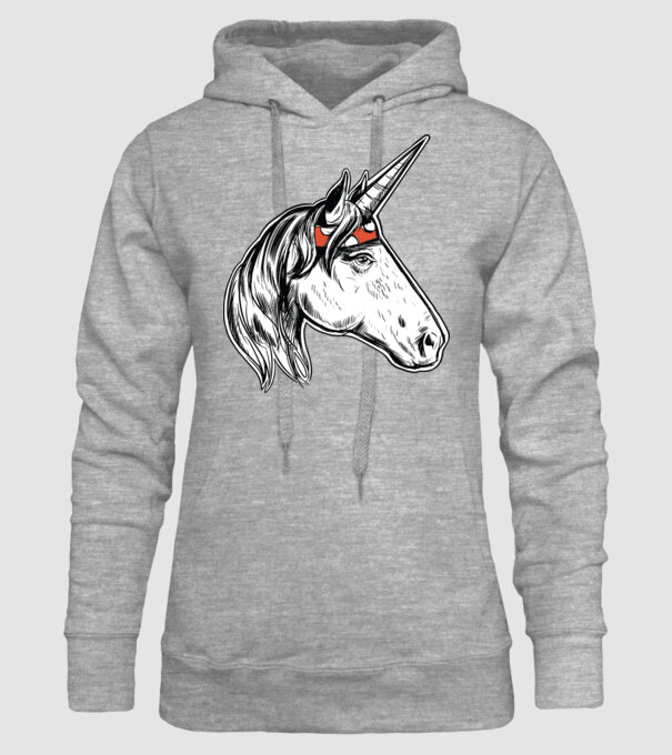 Cal Unicorn model gri pe tricou