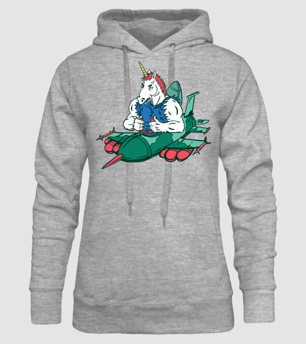 Unicorn Avion de vânătoare model gri pe tricou