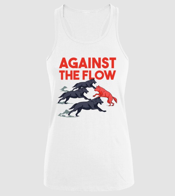 Against the flow - Împotriva curentului model alb pe tricou