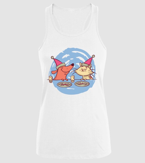 Petrecere de Crăciun animale model alb pe tricou