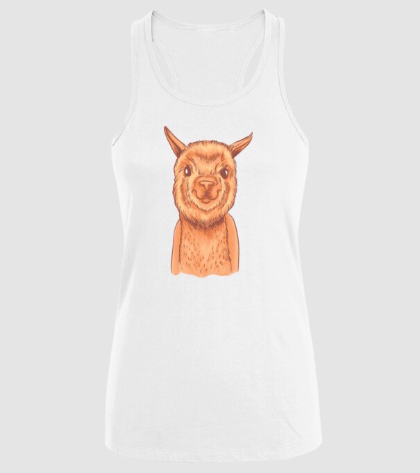 Cap de Alpaca model alb pe tricou
