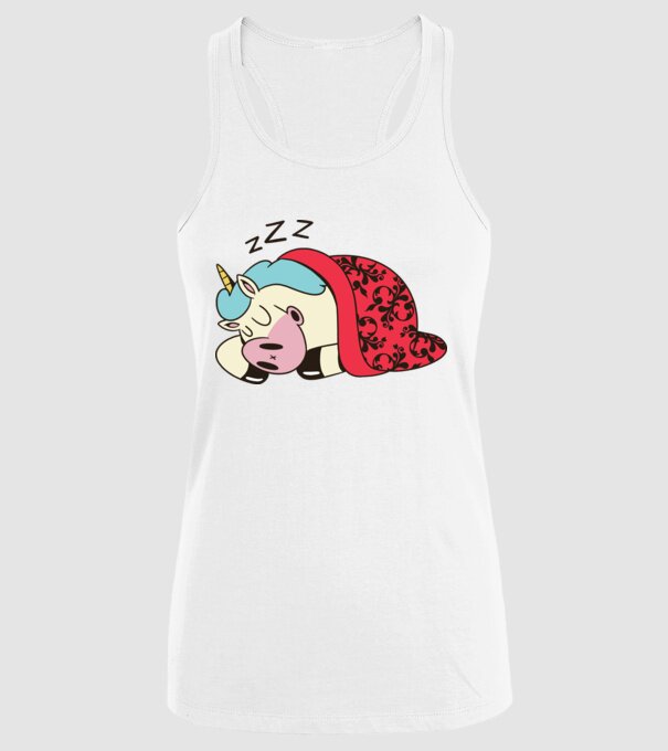 Unicorn adormit model alb pe tricou
