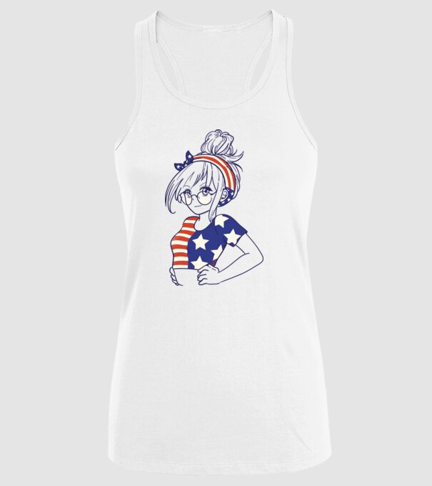 fată Americană Anime model alb pe tricou