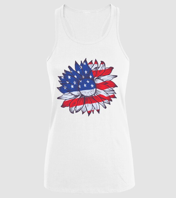 Floarea-soarelui americană Usa Sunflower model alb pe tricou