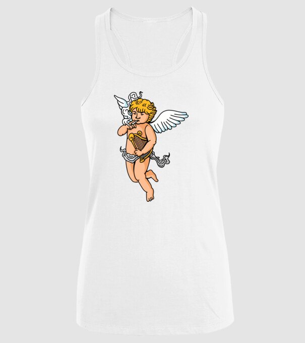 Înger cu Țigaretă model alb pe tricou