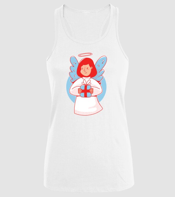 Înger cu un cadou model alb pe tricou